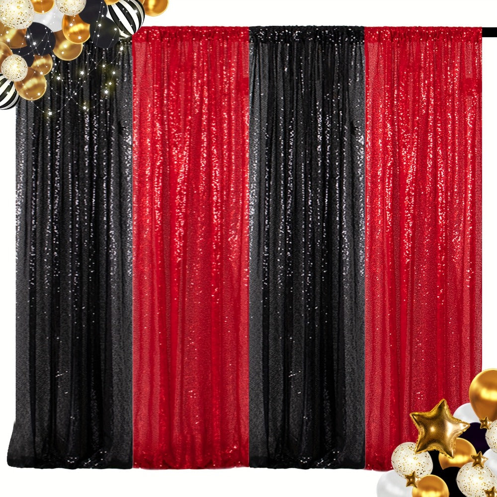Sequin Backdrop Curtain 4 Panels 2FTx8FT – Shimmer Glitter Background for Wedding Party Photo Booth Decoration