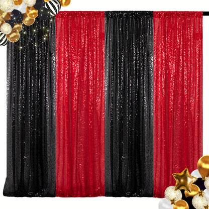 Sequin Backdrop Curtain 4 Panels 2FTx8FT – Shimmer Glitter Background for Wedding Party Photo Booth Decoration