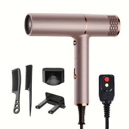 Foldable Hair Dryer with Concentrator Nozzle & Stand — Bristle Motor Hot & Cold Air, Quick Dry Professional Blow Dryer for Women & Men, Home Travel Dorm, White Blue Pink Champagne