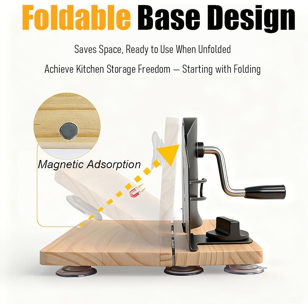 Bread Slicer Manual Adjustable Thickness Uniform Slices Hand Crank Serrated Blade Suction Base Measurement Markings for Sourdough Artisan Homemade Bread Loaf