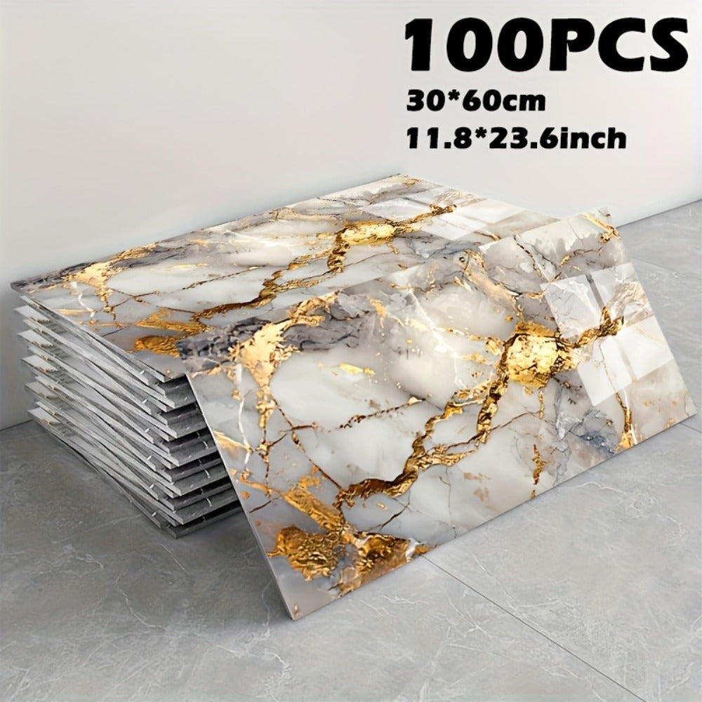 11.8 x 23.6-Inch Marble-Pattern Foam Wall Panels in 50- or 100-Piece Color and Count Options