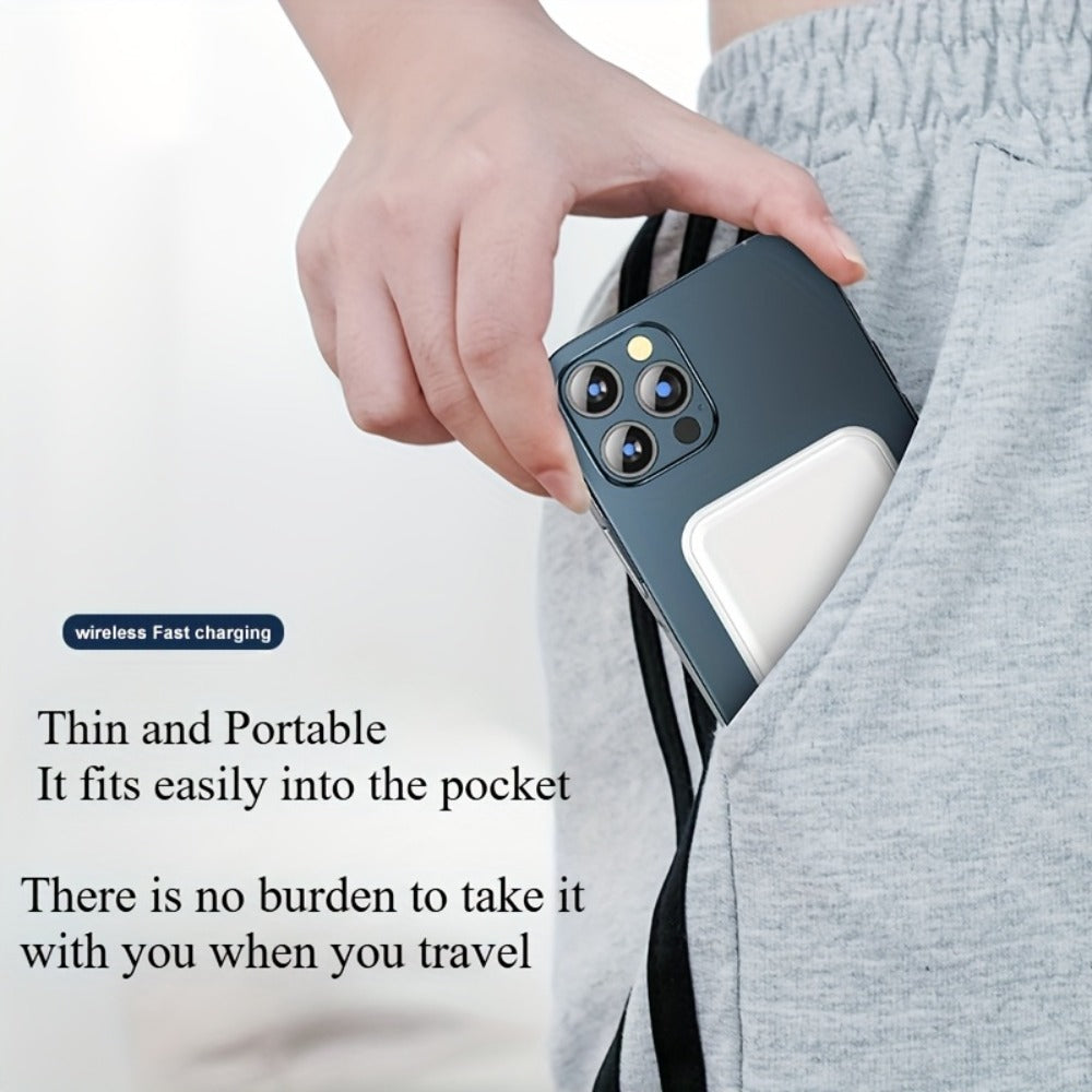 Slim Pocket Magnetic Power Bank 5000mAh 10000mAh with LED Display Wireless Charging Type-C Micro USB Input Fast Charge Battery Pack for iPhone 16 15 14 13 12 Samsung Android Travel