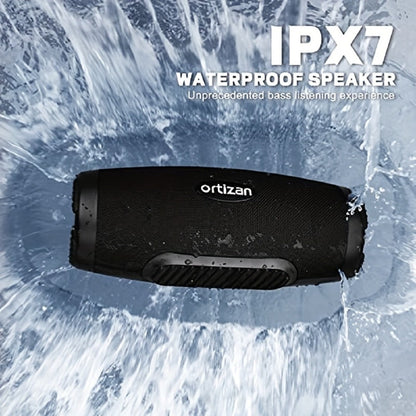Bluetooth Speaker Ortizan 100W Boombox with 14000mAh Battery, IPX7 Rating, RGB Lights, USB and Carry Strap
