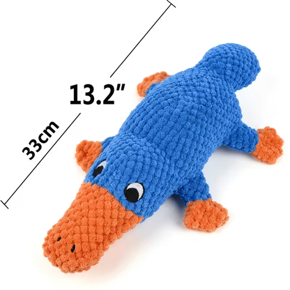 Plush Shark or Platypus Dog Toy with Crinkle Texture, Squeaker and Three Checkout Animal Designs