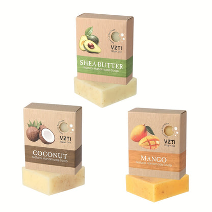 VZTI Handmade Bar Soap Set with Three-Piece Scent Trios or 122g Six-Bar Assortment in Six Scents
