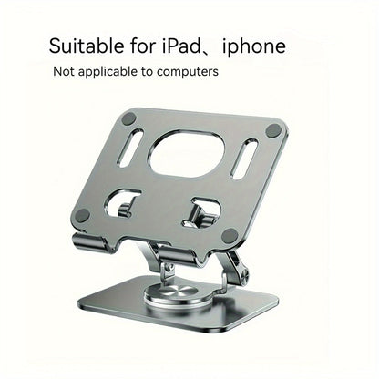 Black or Silver Rotating Tablet Stand with Foldable Desktop Base, Adjustable Tilt and Portrait or Landscape Viewing