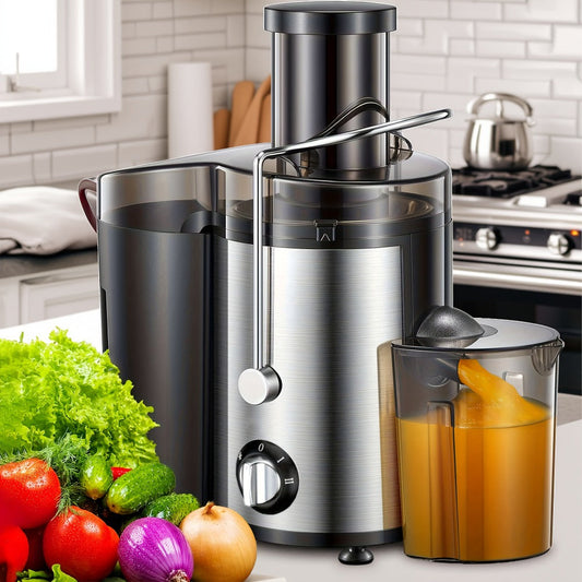 500W Juicer Machine with 3-Inch Wide Mouth Feed Chute - Centrifugal Juicer Extractor for Fruits & Vegetables, Stainless Steel, BPA-Free, Fast Juicing, Easy to Clean & Install, Black