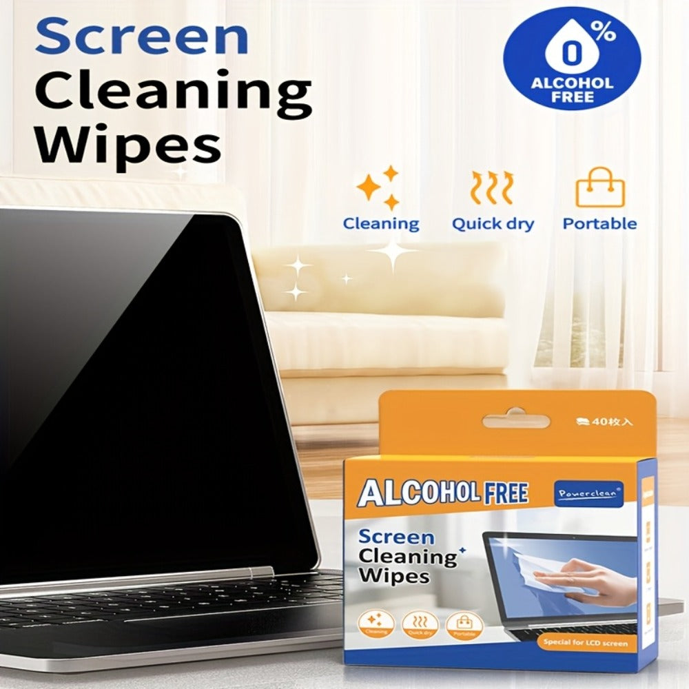 Screen Cleaning Wipes 40/80 Pack Individually Wrapped LCD Cleaner for Phone, Computer, TV, Tablet & Laptop