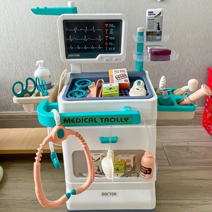 25-Piece Pretend Doctor Cart Play Set with Fold-Open Case, Display Panel and Toy Examination Accessories