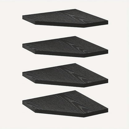 Floating Corner Wall Shelf 5-Sided Wall Mounted Storage Rack - Modern Display Unit for Bathroom, Kitchen, Bedroom & Living Room - Set of 2, 4 or 6 in Brown, Black or White