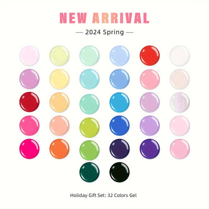 Gel Nail Polish Set with MAGIC ARMOR Label, 32 Floral Rhapsody Pastel Nude Pink Blue Colors