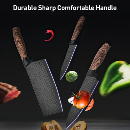 Kitchen Knife Set 6- or 7-Piece High-Carbon Stainless Steel with Wood Handles, Shears and Peeler