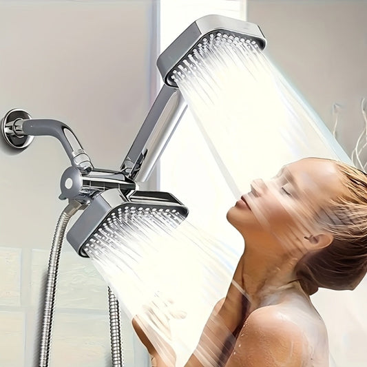 2-in-1 High Pressure Handheld Shower Head Set with Rain Showerhead – Long Hose T-Valve ABS Wall Mount Bathroom Upgrade