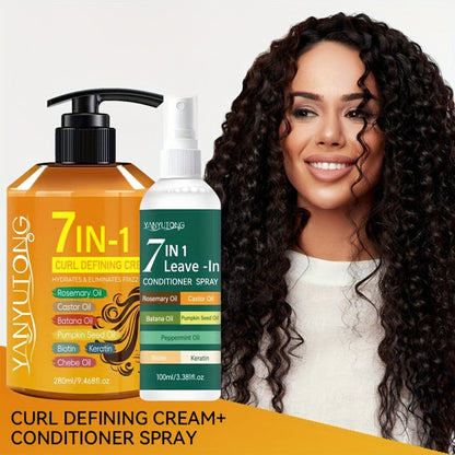 Two-Piece Curl Styling Set with 280ml Pump Cream, 100ml Leave-In Spray and Six Named Formula Markers