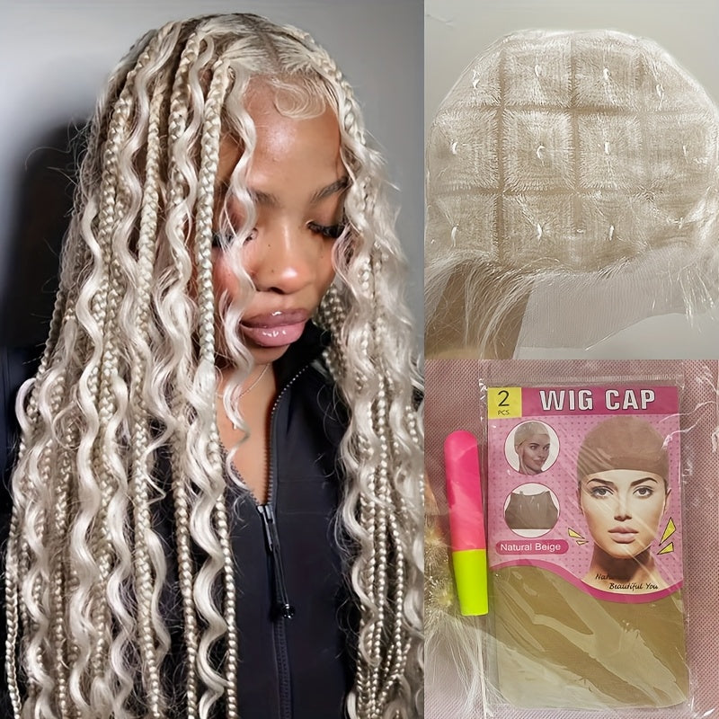Pre-Sectioned Crochet Wig Cap with 45 to 122 Braided Sections in Natural Black or 613 Color Options