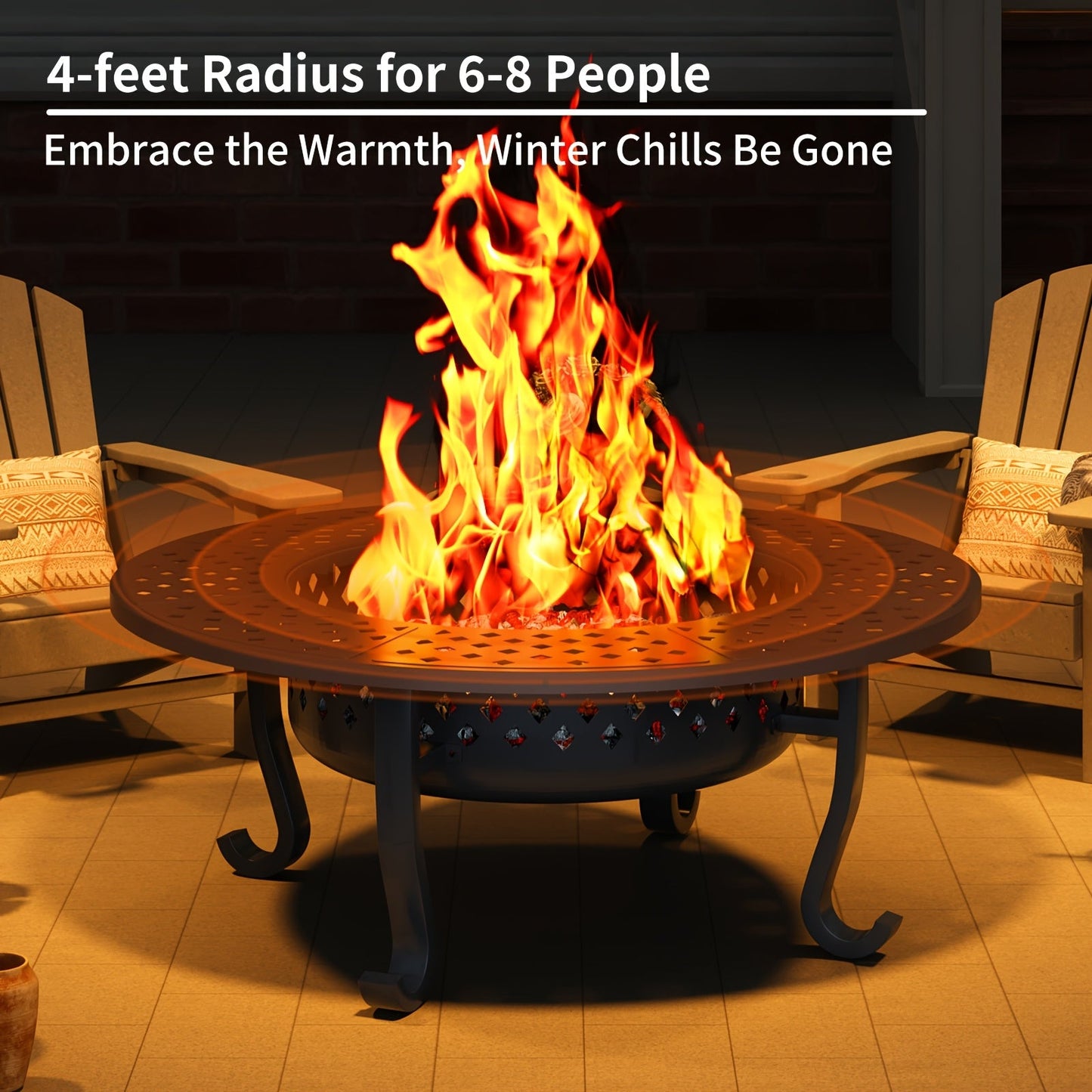 Fire Pit 43 Inch with 2 Cooking Grills & Lid Outdoor Wood Burning Firepit Round Metal Table for Backyard Patio Garden Camping Bonfire
