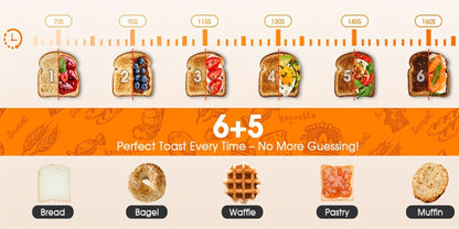 900W Two-Slice Touchscreen Toaster with Five Bread Modes, Six Shade Settings, Memory and Stainless Finish