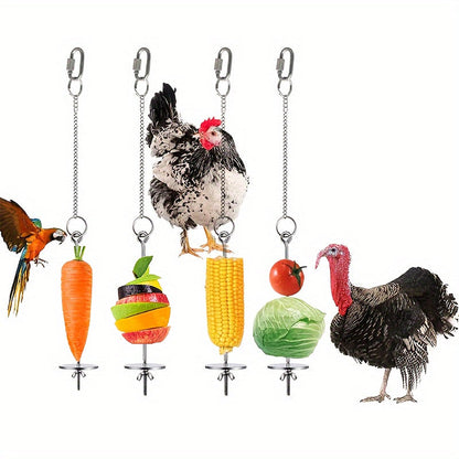 Chicken Feeder Skewer Stainless Steel Hanging Fruit Veggie Double Nut