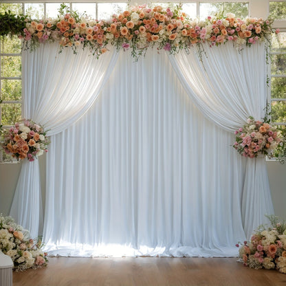 White Black Duo Backdrop Curtains 2 Pack 5x10Ft Wrinkle-Resistant Photo Background Fabric for Wedding, Birthday, Christmas, Halloween & Party Decoration – Reversible Dual Color Event Curtain Set