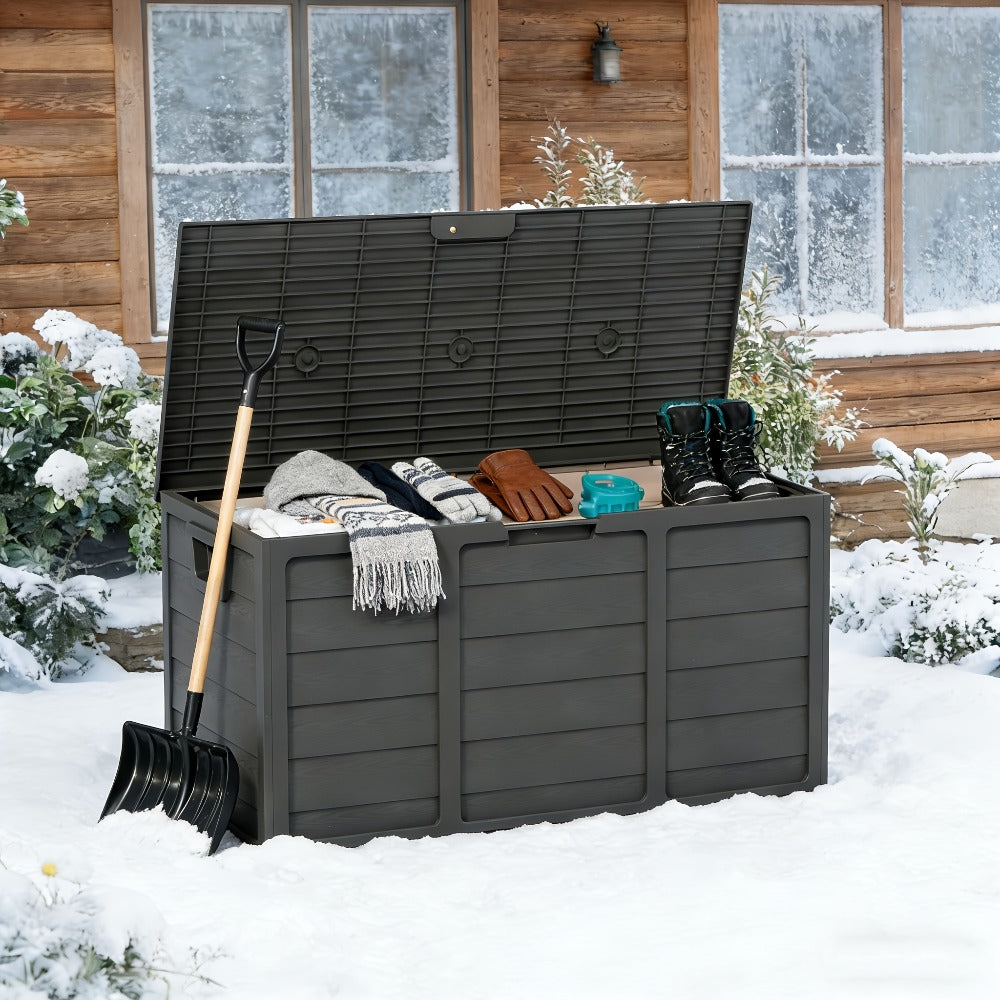 Outdoor Storage Box 75 Gallon Resin Deck Box with Handles – Waterproof Lockable Container for Pool Accessories, Garden Tools, Camping Gear & Patio Storage, Easy Assembly
