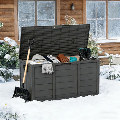 Outdoor Storage Box 75 Gallon Resin Deck Box with Handles – Waterproof Lockable Container for Pool Accessories, Garden Tools, Camping Gear & Patio Storage, Easy Assembly