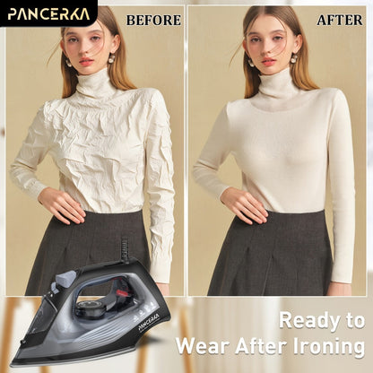 Black 1200W Steam Iron with Three Temperature Settings, Spray Button and Transparent Water Tank
