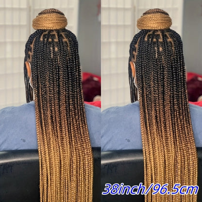 Long Box-Braid Wig with Full Lace Cap in 26- or 38-Inch Lengths and Four Lettered Color Options