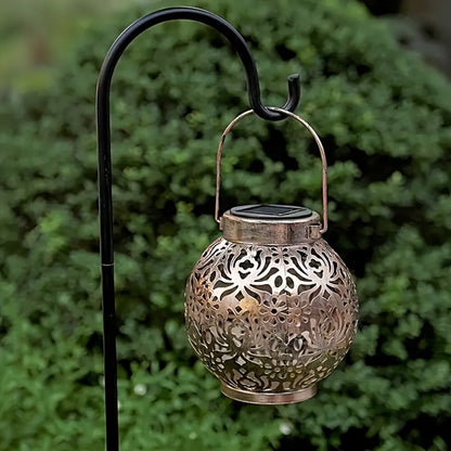 Solar Metal Peony Lantern Outdoor Hanging Light, IP65 Waterproof Floral Decorative Lantern for Garden Patio Tree, Halloween Christmas Party Festive Lighting – Boho Vintage Garden Decor Gift