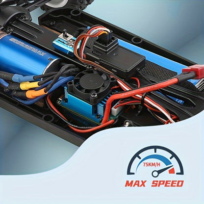 Remote Control Car, Wltoys 124017 Brushless 4WD Off-Road Racer with 75KM/H Source Speed and Two 7.4V 2200mAh Batteries
