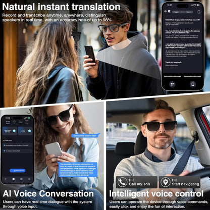 AI Smart Glasses with 4K Camera & Real-Time Translation – Object Recognition Open-Ear Dual Speaker | Touch Control | Ultra-Light Frame | 8hrs Battery USB-C | Hands-Free Travel Work Outdoor | Tech Gift