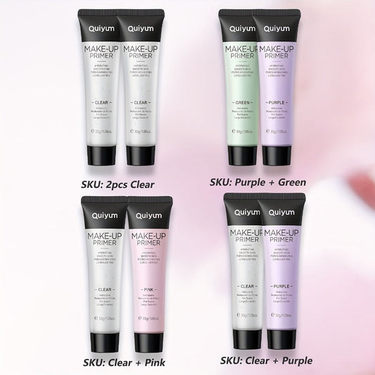 Face Primer Set 2 Pcs Pore Minimizing Oil Control – Smoothing Long-Lasting Lightweight Matte Makeup Base for Flawless Foundation, All Skin Types Daily Wear & Oily Combination Skin Women