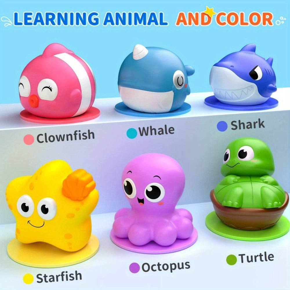 Light-Up Ocean Animal Bath Toy Sets with Random 6, 8 or 10-Piece Checkout Assortments Pictured