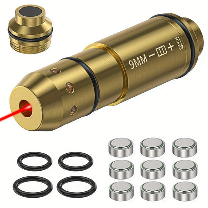 Dry Fire Laser Training Cartridge Multi-Caliber – 9mm 45ACP 223Rem 380ACP 357Sig 308Win 12GA 40Cal 6.5mm 7.62x39 | H59 Brass | Class IIIA Red Laser | Aperture Aiming | Batteries Included