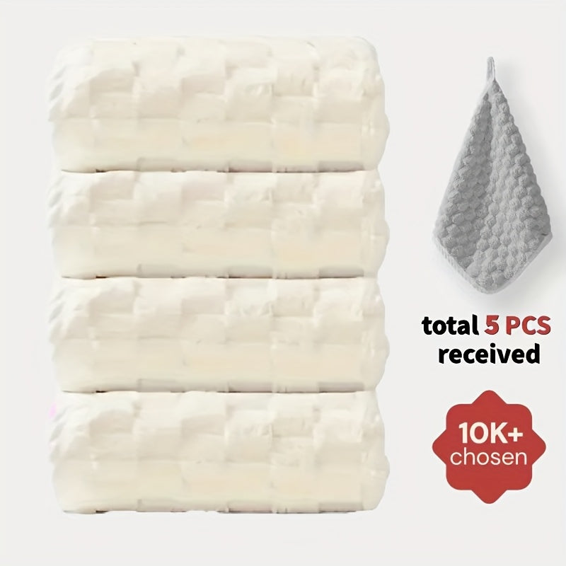 Bath Towels Set 4 or 8 Piece Microfiber Waffle Weave Collection in Gray, Pink, Blue and Beige