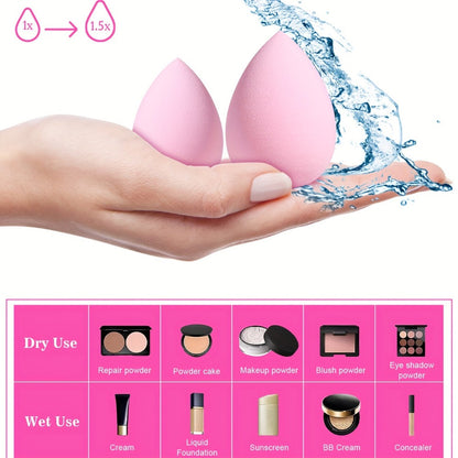 Makeup Brush Set, 46-Piece Nylon Bristle and ABS Handle Kit with Triangle Puff, Foundation Puff and Face-Eye Tools