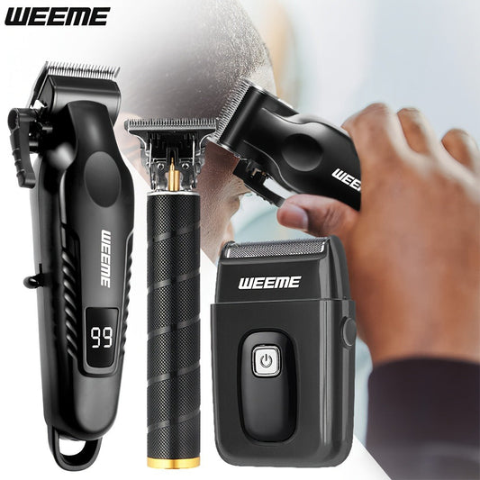 Men's Grooming Barber Haircut Set 2 & 3 Piece - Professional Hair Clipper USB Rechargeable T-Blade Trimmer Razor with 8 Limit Combs Complete Barbershop Kit for Men Boyfriend Father Birthday Gift Black