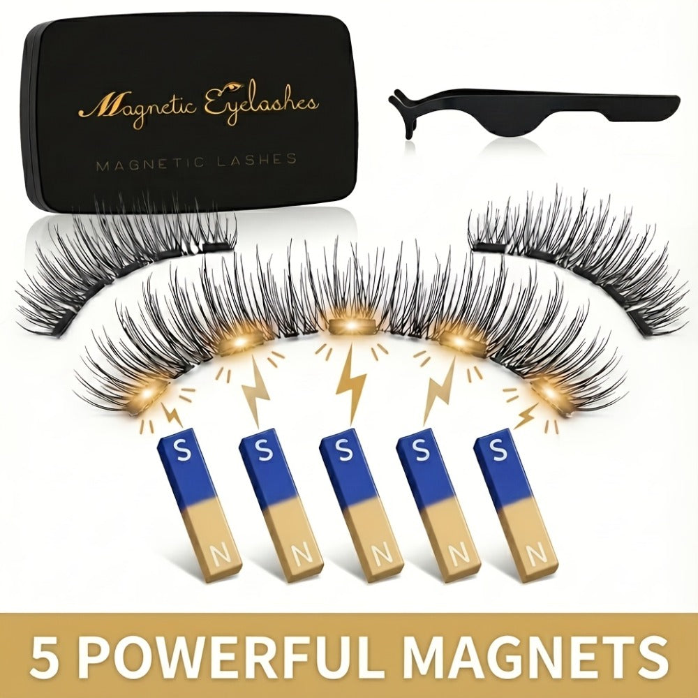 Reusable Magnetic False Lashes 8Pcs No Glue Double Strip Set with Applicator & Tweezers – Natural Everyday Makeup Look for Women, Daily Wear, Parties, Travel & Mom Gift