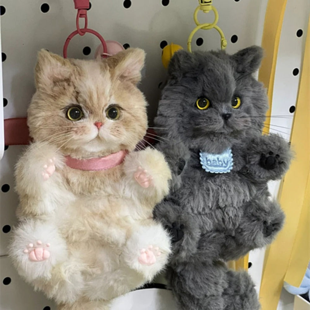 Fluffy Pipe Cleaner Cat Keychain DIY Kit 2pcs Handmade Kawaii Cat Charm Craft Set – Orange Cat & Gray Cat Material Kit Gift for Girls Girlfriend Cat Lovers Beginners