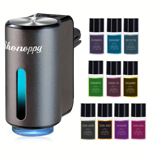 Car Essential Oils Set for Aromatherapy Diffuser – 3/6/10 Bottles 0.34oz Each, 7 Scents, Adjustable Vent Clip Air Freshener, Long-Lasting Natural Fragrance for Vehicle Interior Commuters Rideshare
