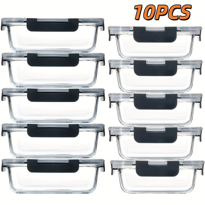 Food Storage Containers Borosilicate Glass Set with Locking Lids in 10-, 12- or 17-Piece Color Options