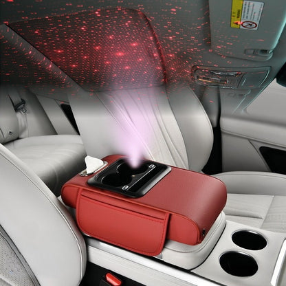 Car Armrest Box Cover Starry Sky Memory Foam Center Console Pad with Type-C USB Charging Port & Storage Pockets – Multifunctional Interior Protector Gift for Men and Women