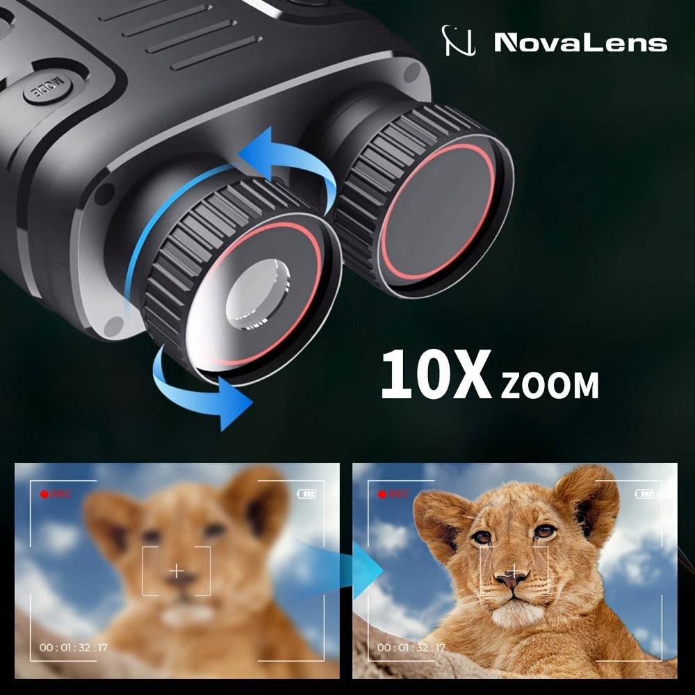 Infrared Night Vision Goggles HD 2.5K with 10X Zoom & CMOS Sensor – Full-Dark Visibility Binocular Scope for Hunting, Boating & Outdoor Adventures, Photo & Video Capture, Battery Powered