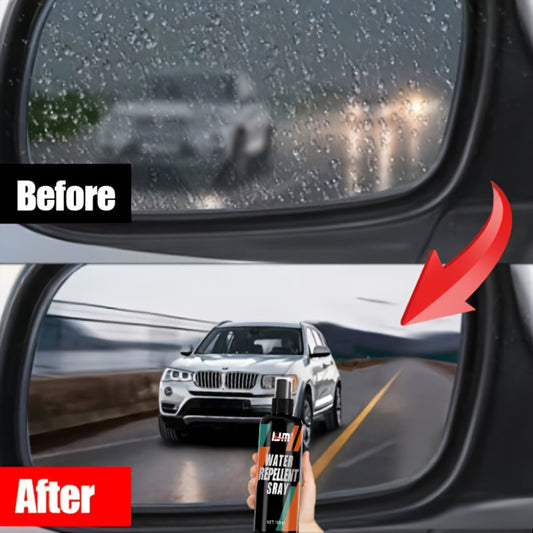 Car Windshield Waterproof Anti-Fog Spray 3.38oz – Hydrophobic Glass Coating | Oil Film Remover | Rain Repellent for Car Windows, Windshields & Wipers | Includes Sponge