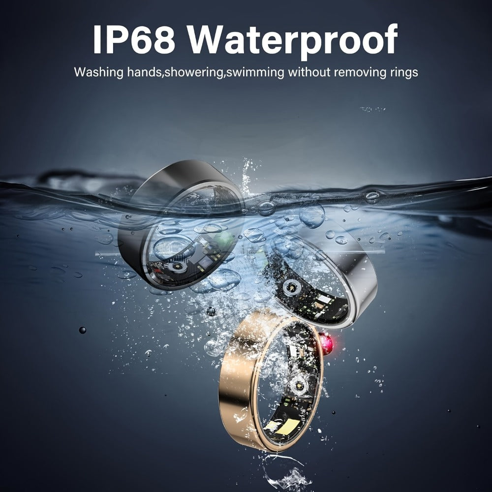 Health Monitoring Smart Ring with Heart Rate HRV Sleep Tracking, Steps Calories Body Temp & Menstrual Cycle – Bluetooth 5.3, iOS & Android, Sizes #7-#13, Rose Gold Black Silver
