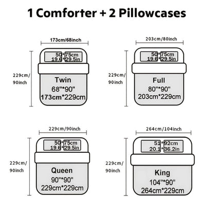 Kids Comforter Set 3 Piece Soft Breathable Quilt with 2 Pillowcases - Digital Print Bedding Set for Bedroom Dorm, Twin Full Queen King, Boys Girls Bed Set
