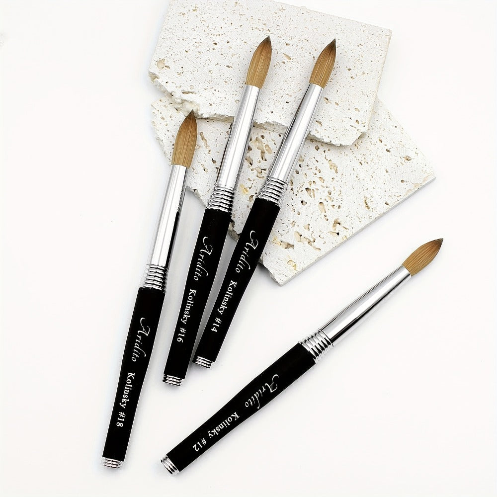 Round Acrylic Nail Art Brush with Black Handle in Protected Sizes 12, 14, 16 and 18 for Salon Detail Work