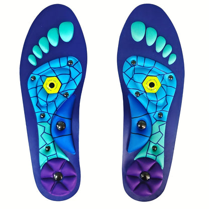 Red or Blue Full-Length Textured Shoe Insoles with Zoned Footbed Pattern in US 4-7, 8-11 and 12-15 Sizes