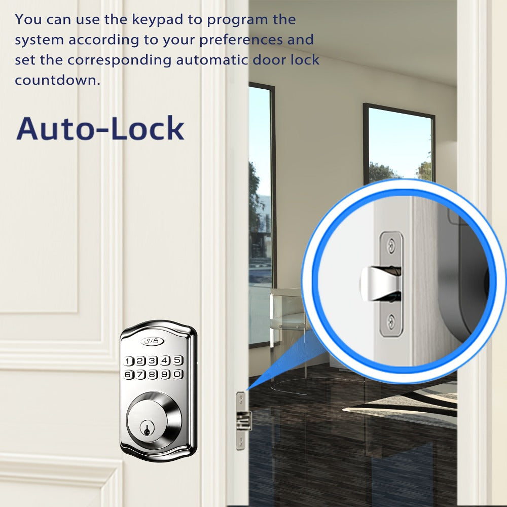 Smart Door Lock Tuya Front Door Deadbolt with Fingerprint Keypad Bluetooth App and Hidden Key
