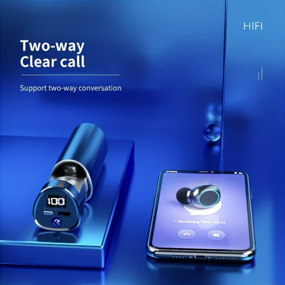 True Wireless Earbuds with Torchlight Charging Case, Touch Controls, Built-In Microphone and USB Charging