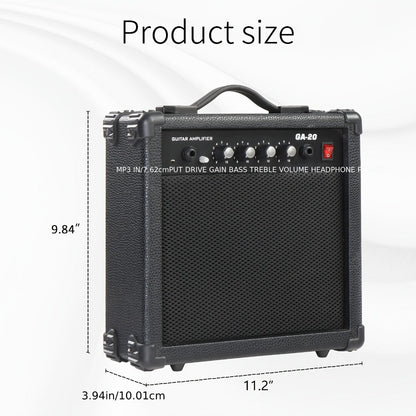 GA-20 20W Electric Guitar Amplifier with 6.5" Speaker, AUX MP3 Input & Headphone Output - Wood Panel Practice Amp for Beginner Intermediate Guitarist, Home Studio Stage